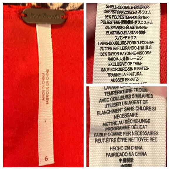 Free People Aline Mini Dress Pockets Halter Neck Red Black Floral Women’s Size 6 - Picture 11 of 14